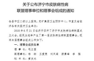 关于公布济宁市皮肤病性病 联盟理事单位和理事会组成的通知